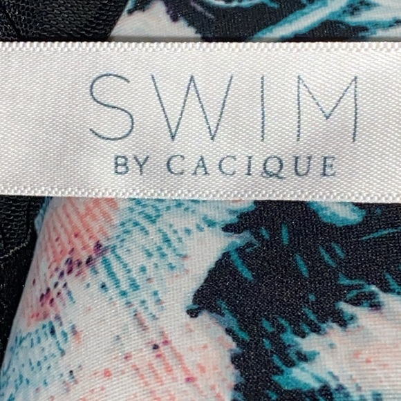 Swim by Cacique Swim Top size 42DD TRUE BUILT IN BRA Black and Blue Patterned - Picture 2 of 10